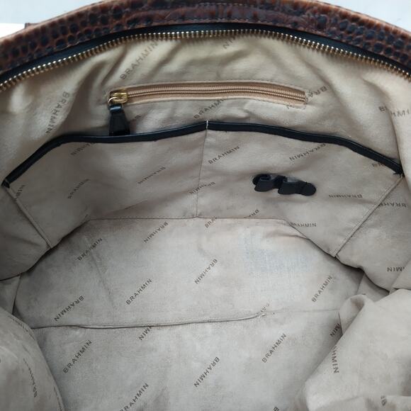 Brahmin Black Leather Double Handle Zipper Closure Tote Shoulder Bag - Picture 14 of 16